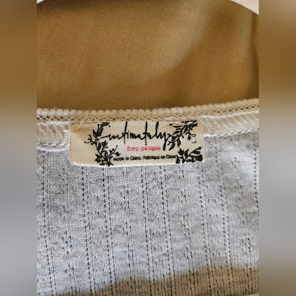 NWOT Free People Intimately long sleeve top with lace details in gray - Picture 6 of 15